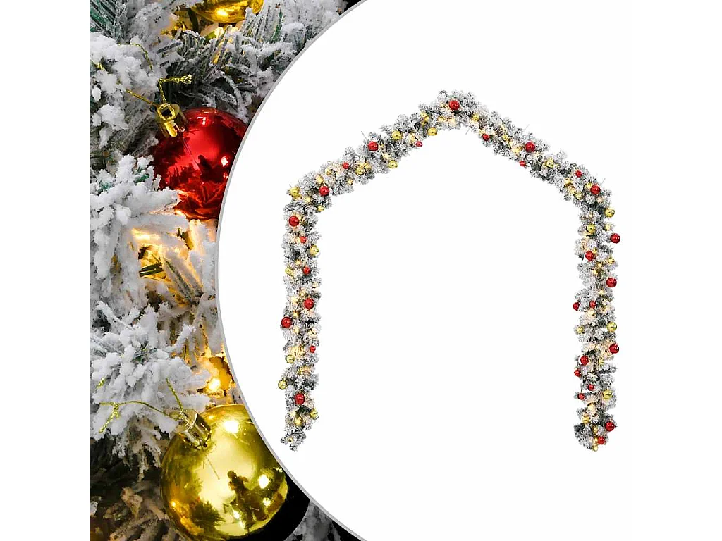 Guirlande de Noël avec boules et lumières LED vert 20 m PVC