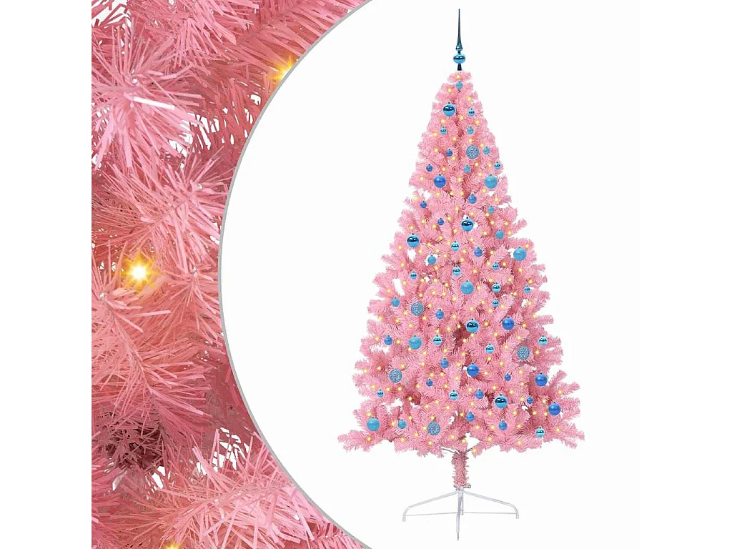 Sapin de Noël artificiel pré-éclairé Rose 240 cm PVC