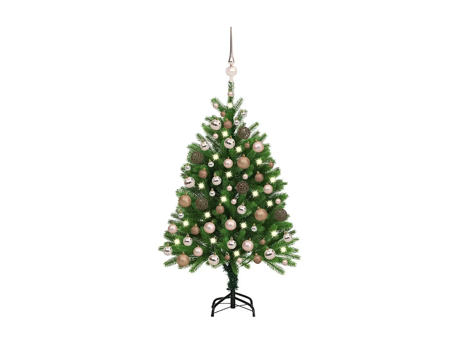 Albero di Natale artificiale preilluminato con palline 120 cm verde