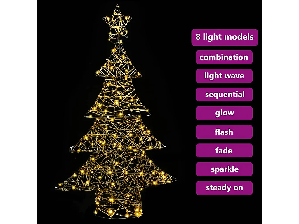 Sapin de Noël avec 120 LED Blanc chaud 120 cm Rotin