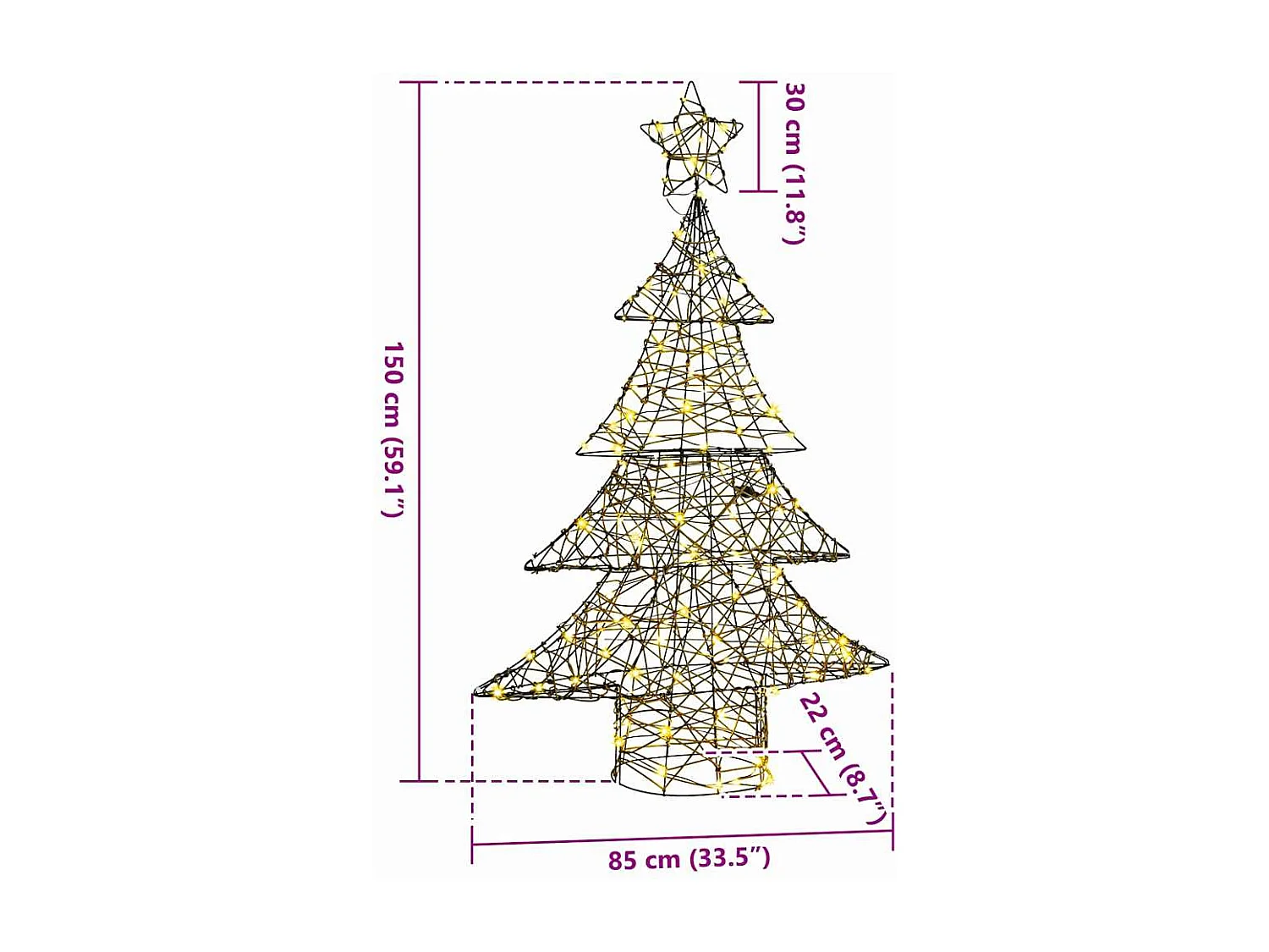 Sapin de Noël avec 120 LED Blanc chaud 120 cm Rotin