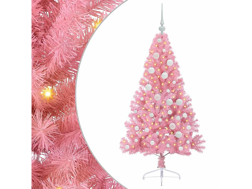 Sapin de Noël artificiel pré-éclairé Rose 120 cm PVC