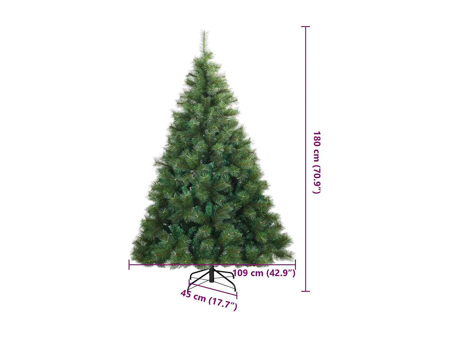 Künstlicher Weihnachtsbaum mit klappbaren Zweigen Grün 180 cm