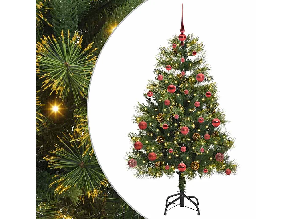 Kunstkerstboom met buigzame takken en kegels 150 cm