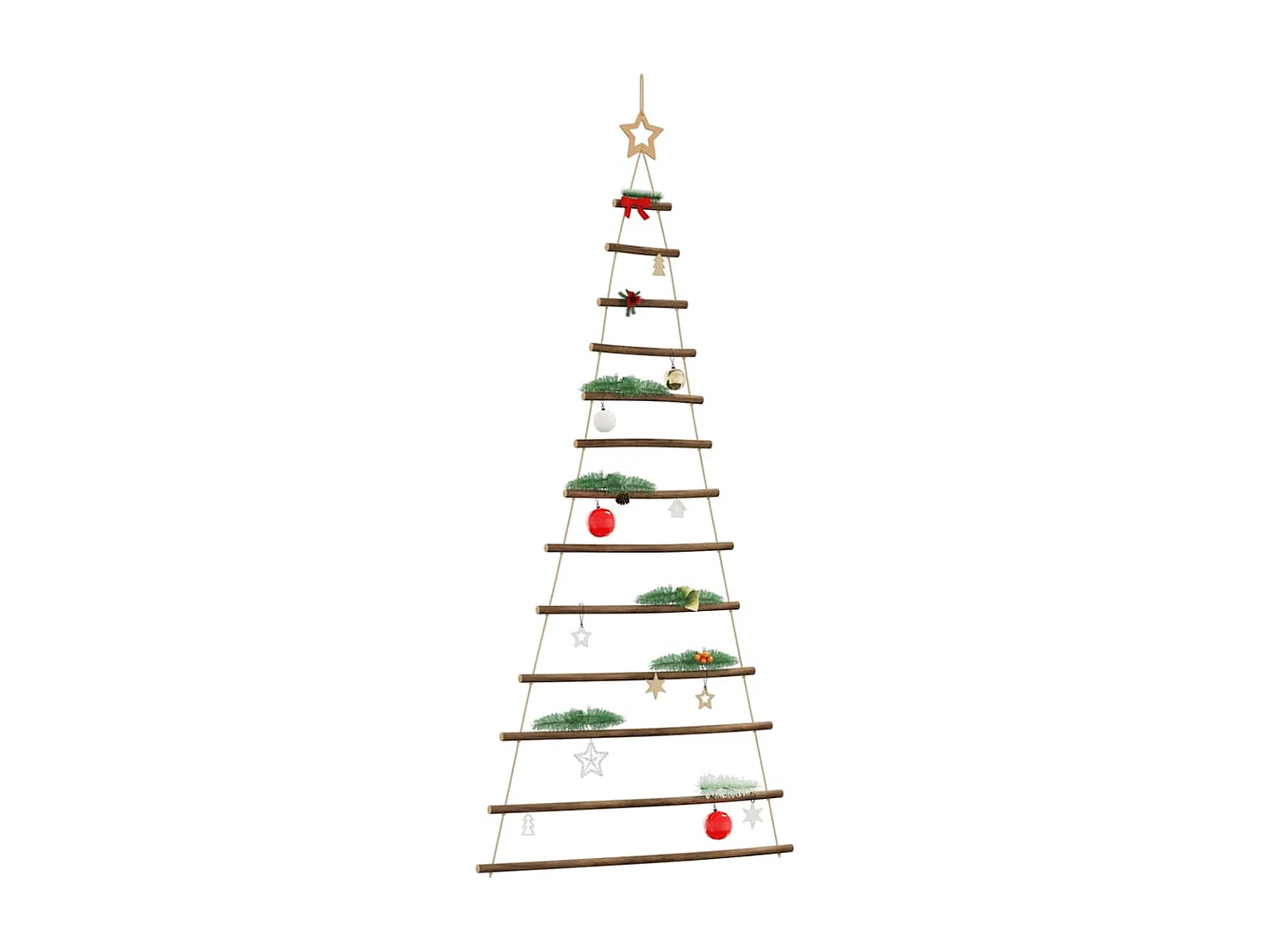 Sapin de Noël suspendu avec étoile supérieure 86 x 180 cm Branche naturelle