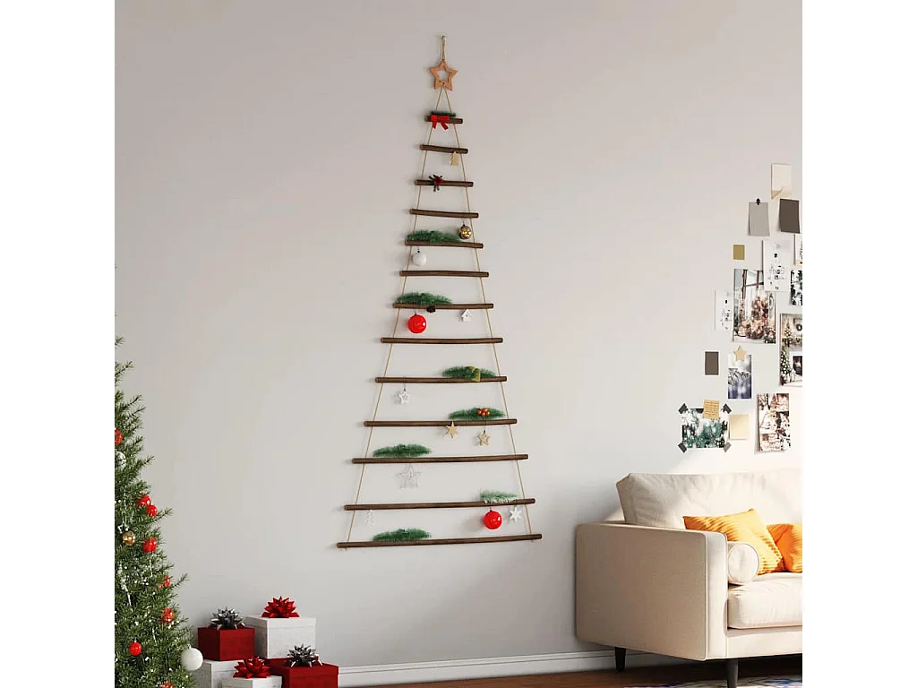 Sapin de Noël suspendu avec étoile supérieure 86 x 180 cm Branche naturelle