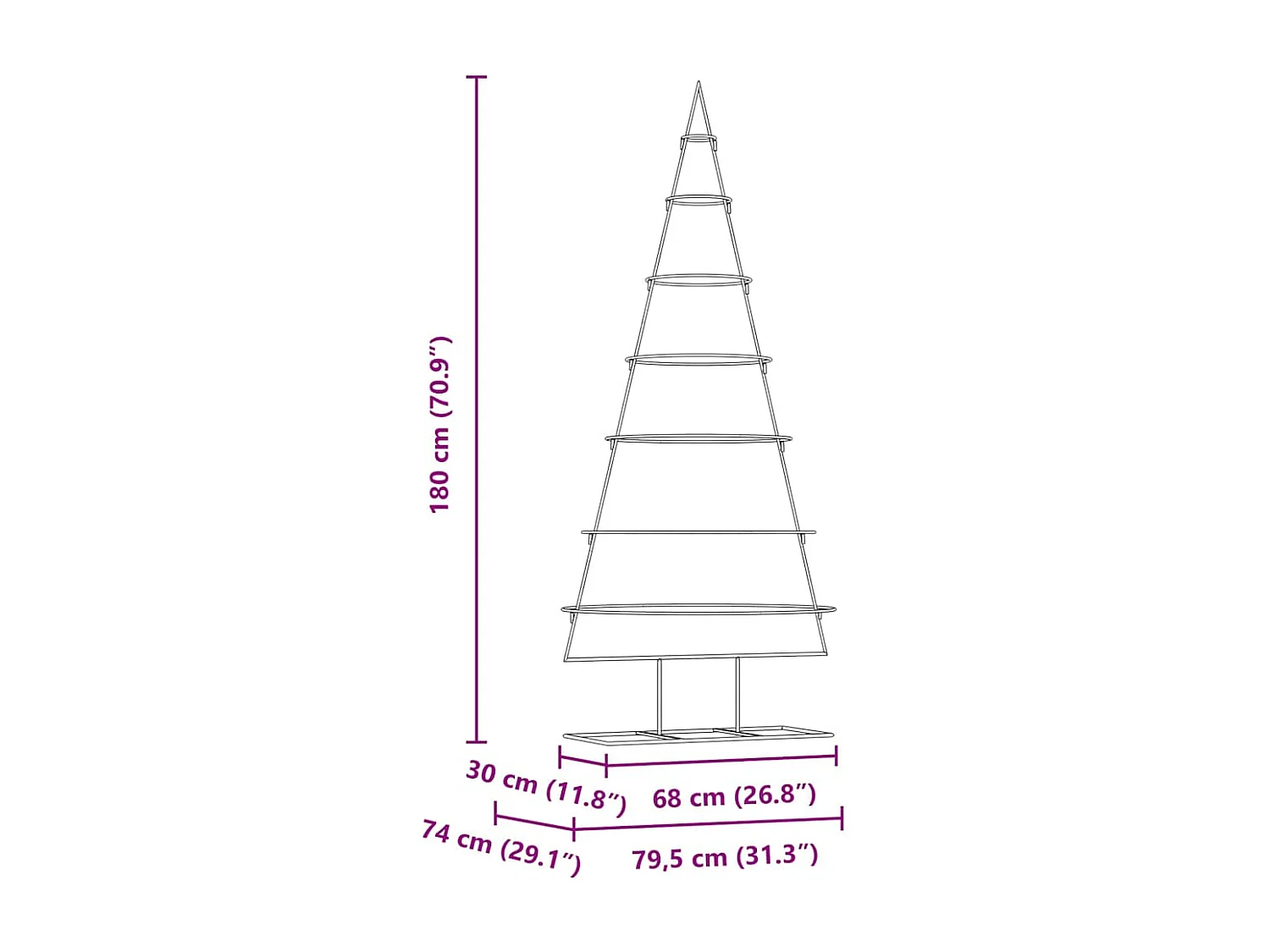 Gouden metalen kerstboom 180 cm gepoedercoat staal