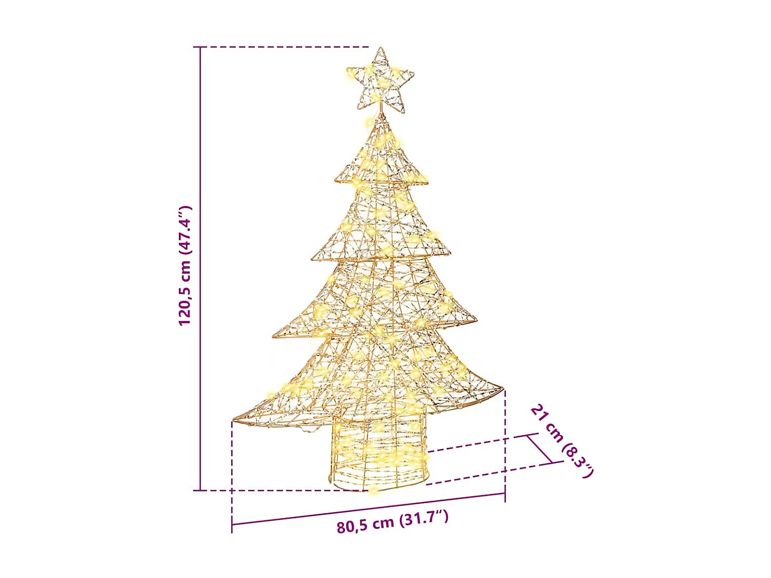 Sapin de Noël avec 120 LED Blanc chaud 120 cm PET