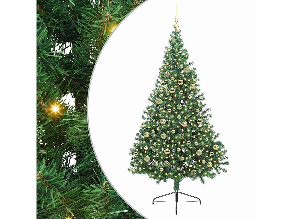 Künstlicher Weihnachtsbaum mit Beleuchtung, Grün, 210 cm, PVC