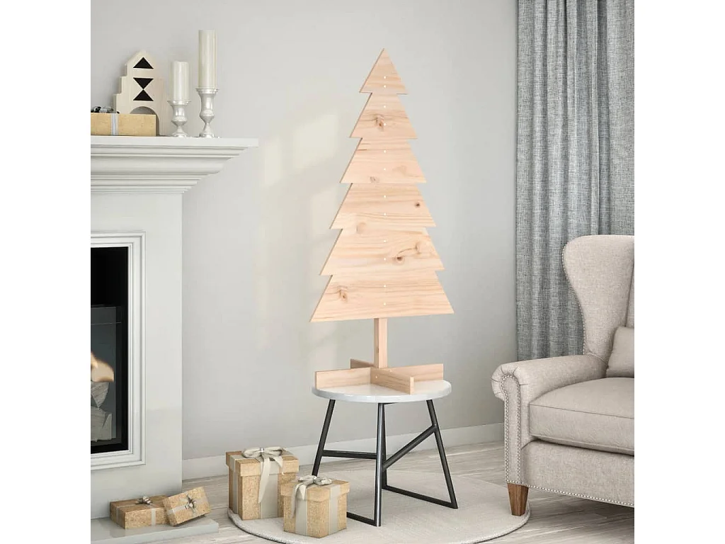 Albero di Natale in legno per decorazione 120 cm in legno massello di pino