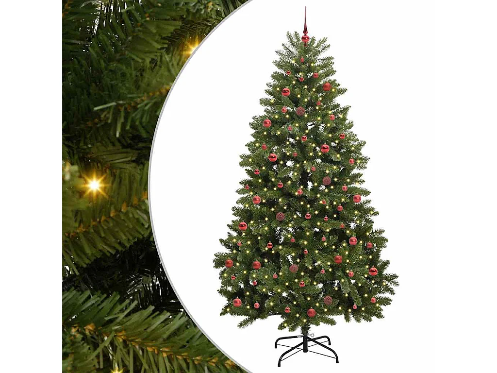 Künstlicher Weihnachtsbaum mit 300 LEDs Grün 240 cm PVC und Metall