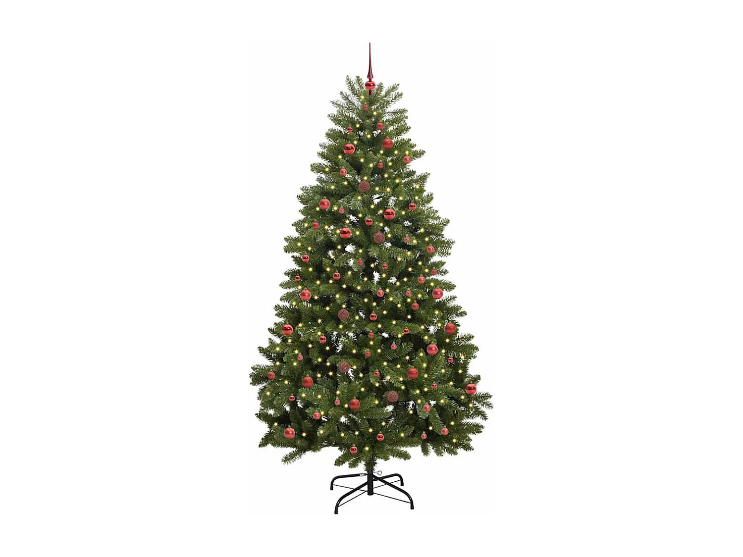 Künstlicher Weihnachtsbaum mit 300 LEDs Grün 240 cm PVC und Metall