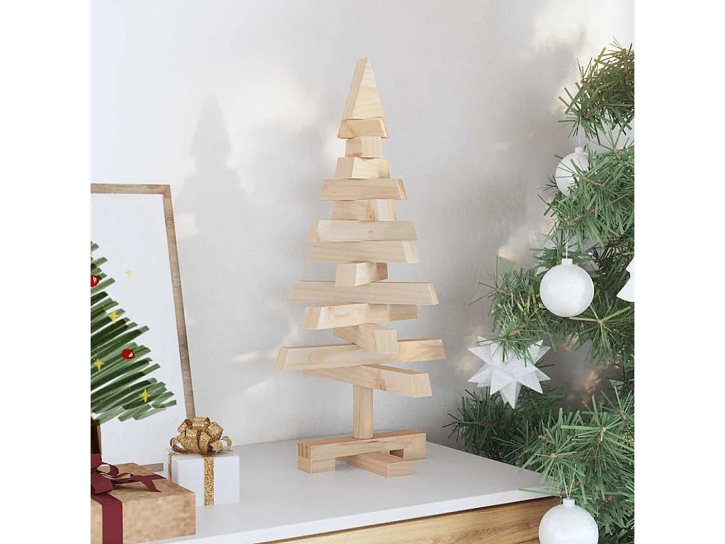 Arbres de Noël avec support Naturel 60 cm Bois massif en pin
