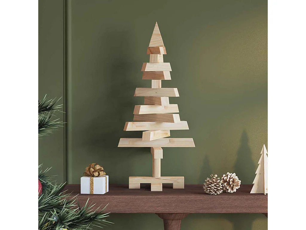 Arbres de Noël avec support Naturel 60 cm Bois massif en pin