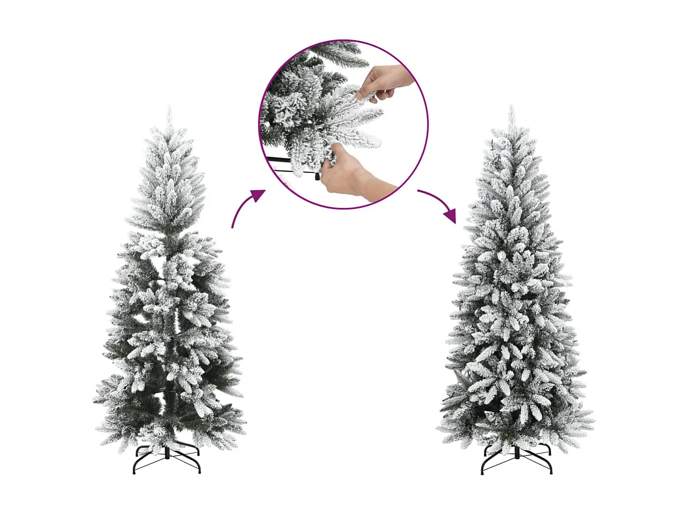 Albero di Natale artificiale con 300 LED e neve a fiocchi 240 cm