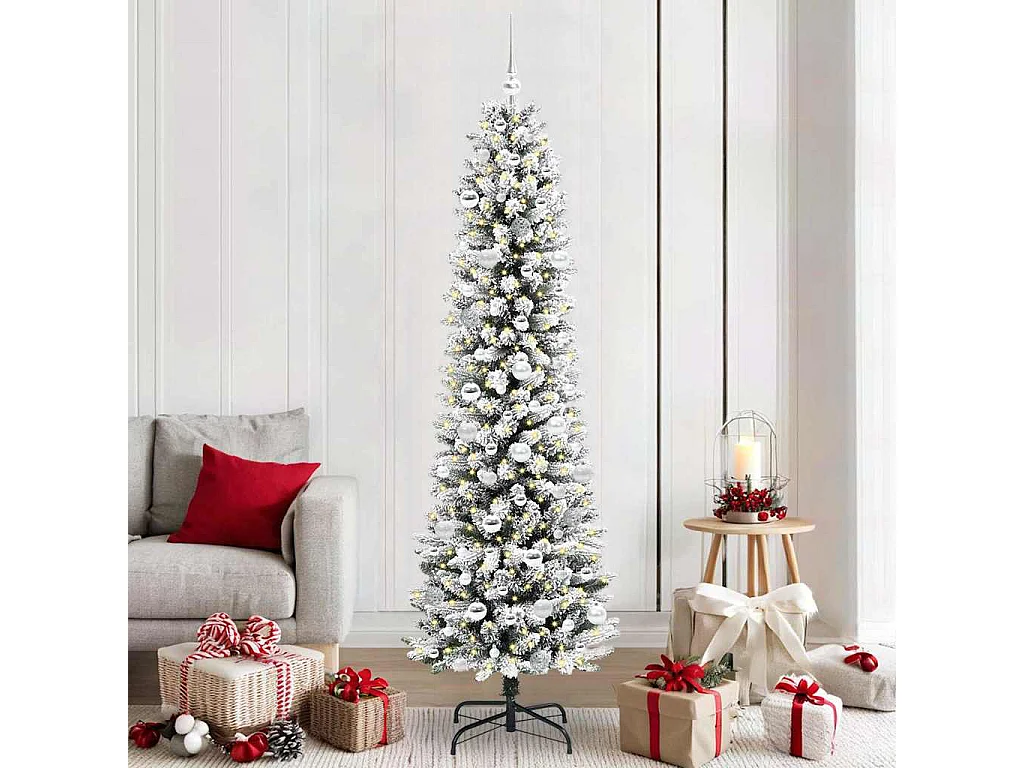 Sapin de Noël artificiel avec 300 LED Vert et blanc 210 cm