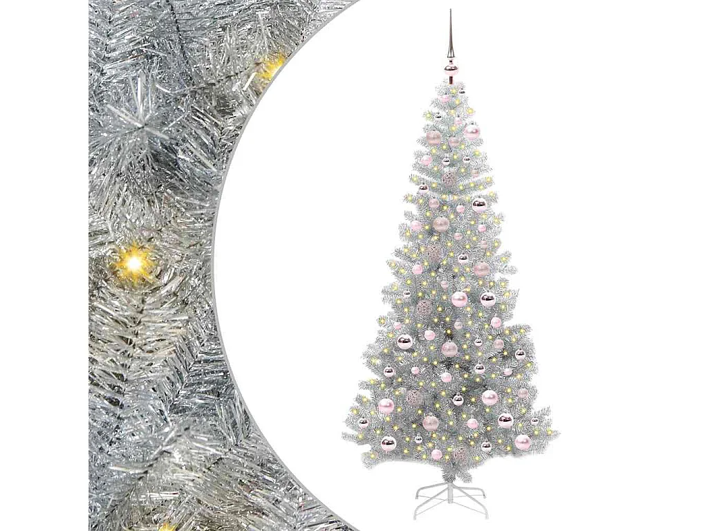 Kerstboom met 300 LED's met standaard Zilver 180 cm PET