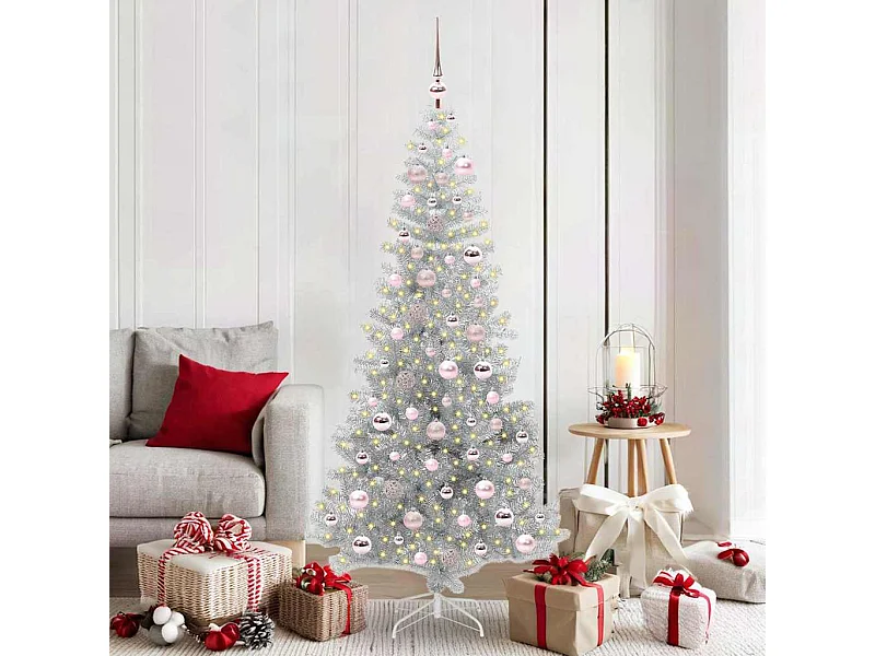 Albero di Natale con 300 LED con supporto Argento 180 cm PET