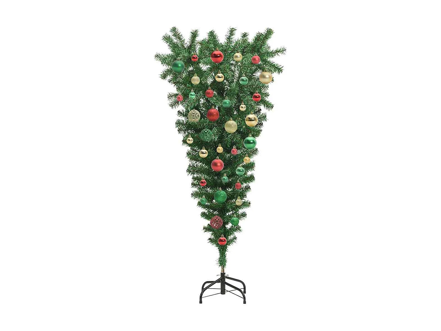 Albero di Natale artificiale capovolto preilluminato con set di palline