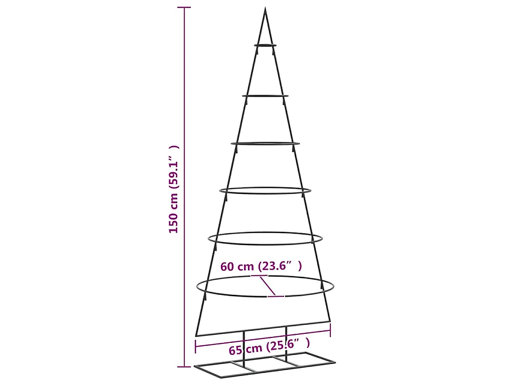 Arbre de Noël en métal pour décoration noir 150 cm