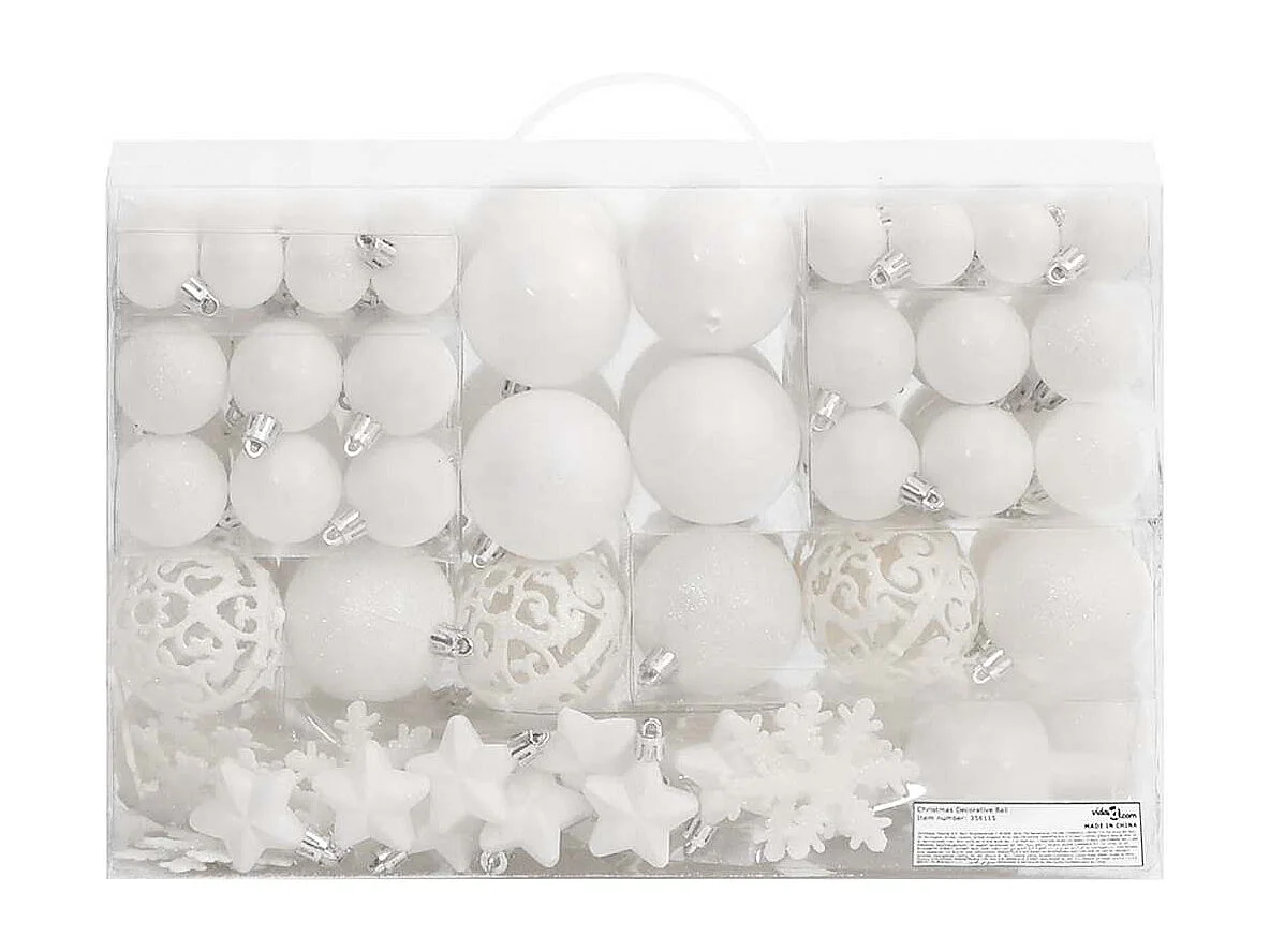 111-teiliges weißes Weihnachtskugel-Set aus Styropor