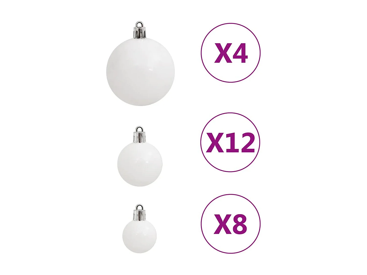 111-teiliges weißes Weihnachtskugel-Set aus Styropor