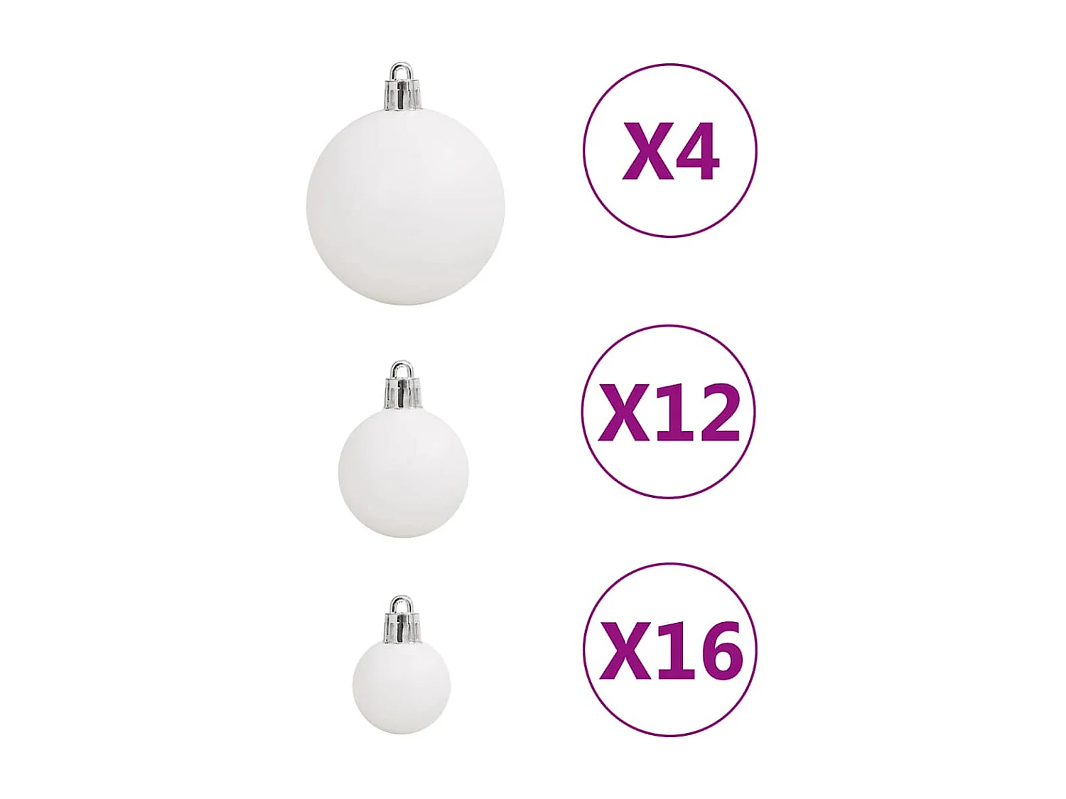 Ensemble de boules de Noël 111 pièces blanc polystyrène