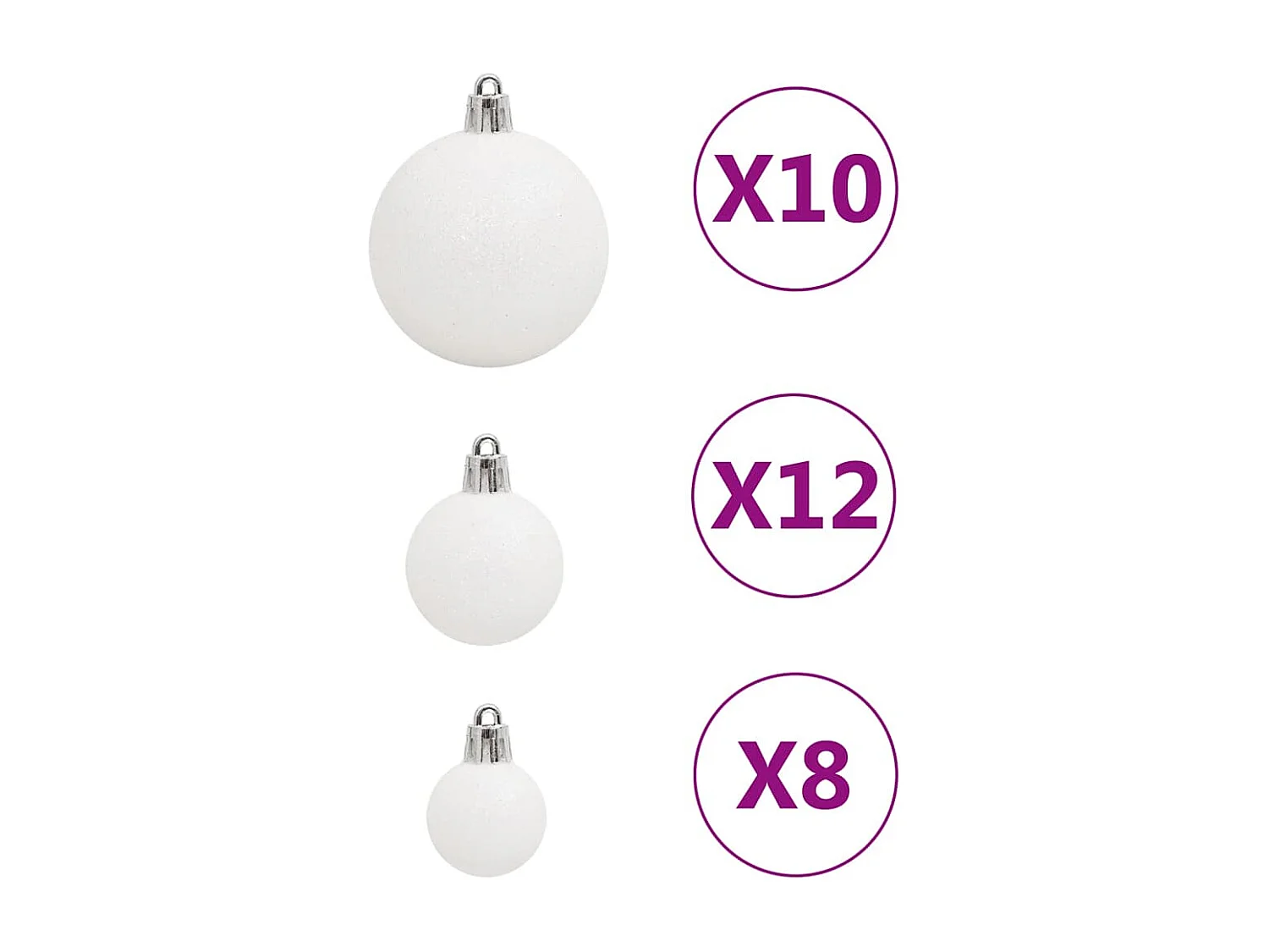 Ensemble de boules de Noël 111 pièces blanc polystyrène
