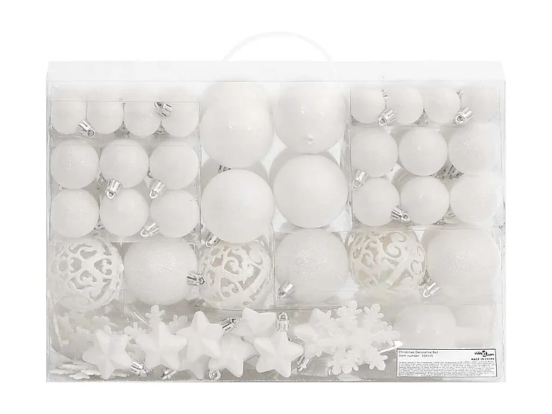 111-teiliges weißes Weihnachtskugel-Set aus Styropor