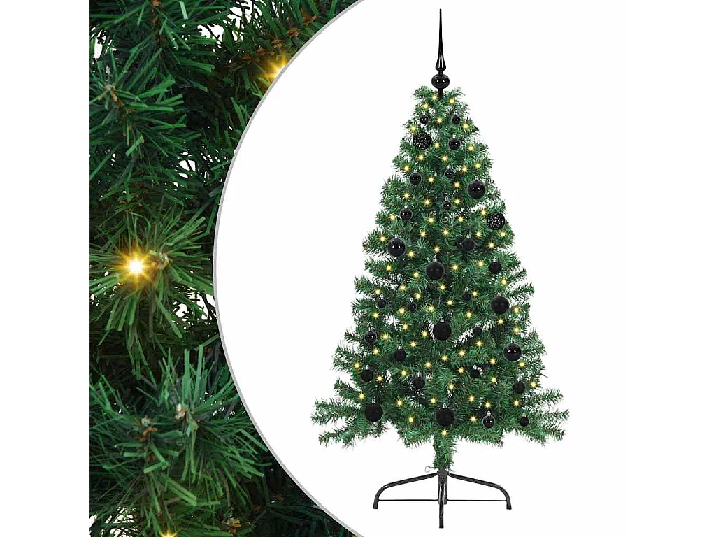 Künstlicher Weihnachtsbaum mit Beleuchtung, Grün, 150 cm, PVC