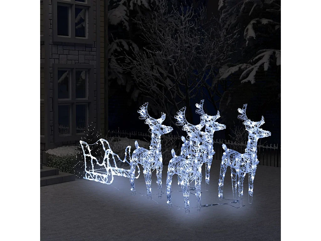 Décoration de Noël Rennes et traîneau 280x28x55 cm Acrylique