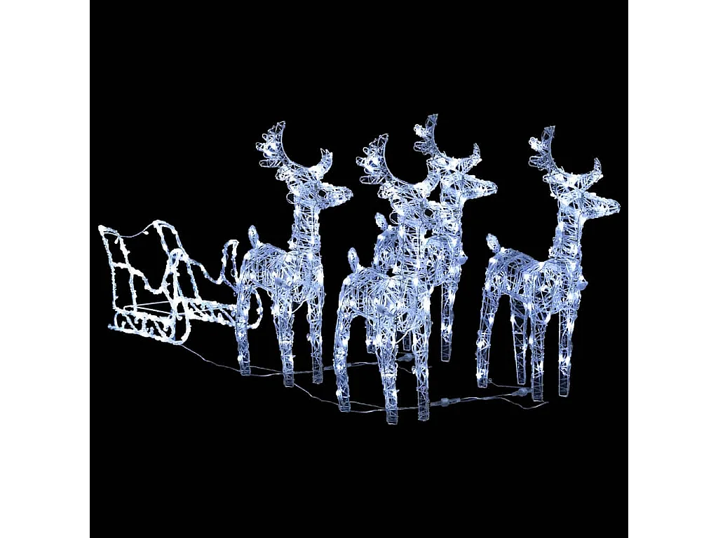 Décoration de Noël Rennes et traîneau 280x28x55 cm Acrylique