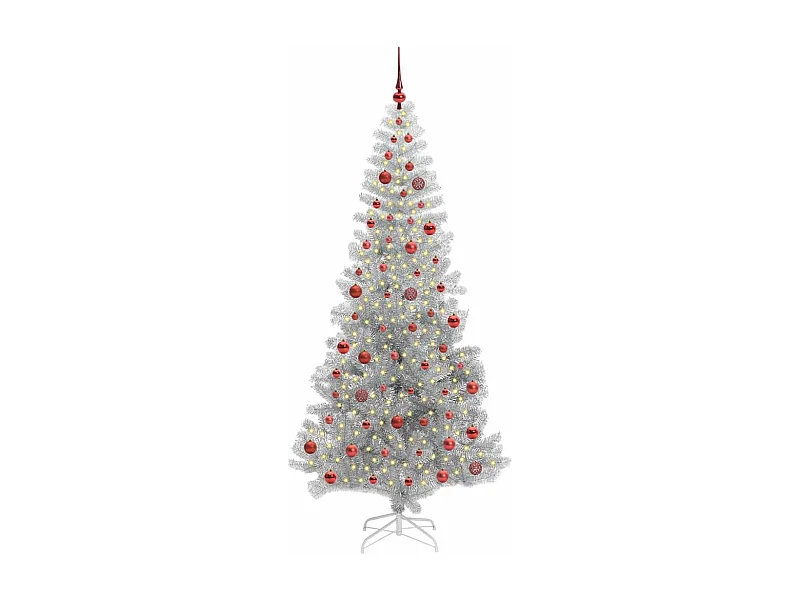 Weihnachtsbaum mit 300 LEDs mit Ständer Silber 210 cm PET