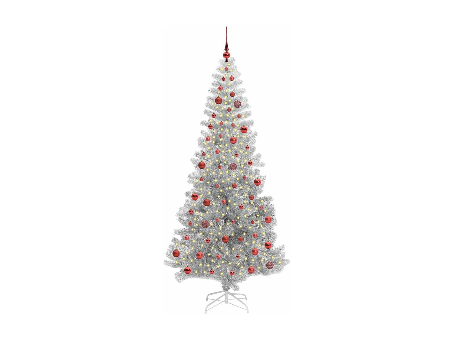 Weihnachtsbaum mit 300 LEDs mit Ständer Silber 210 cm PET