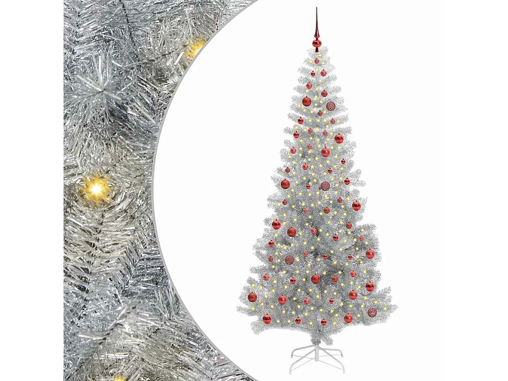 Kerstboom met 300 LED's met standaard Zilver 210 cm PET