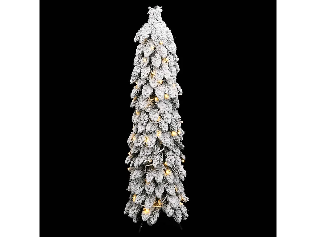 Sapin de Noël artificiel pré-éclairé avec 80 LED/neige floquée