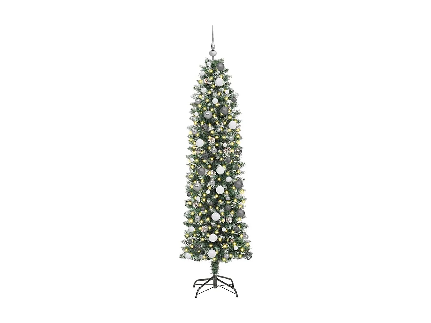 Albero di Natale artificiale sottile con 300 LED Verde 210 cm
