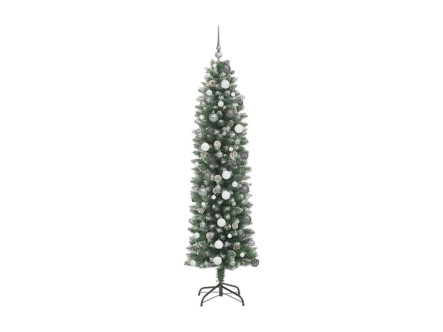 Albero di Natale artificiale sottile con 300 LED Verde 210 cm