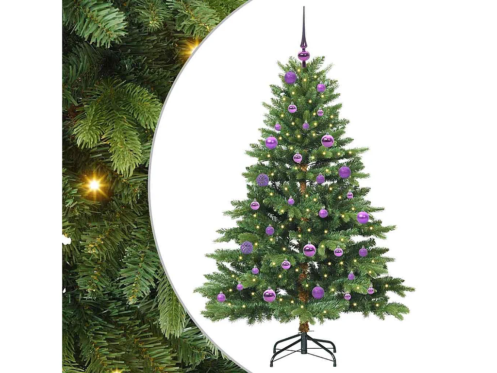 Albero di Natale artificiale con 150 LED Verde 150 cm PE e PVC