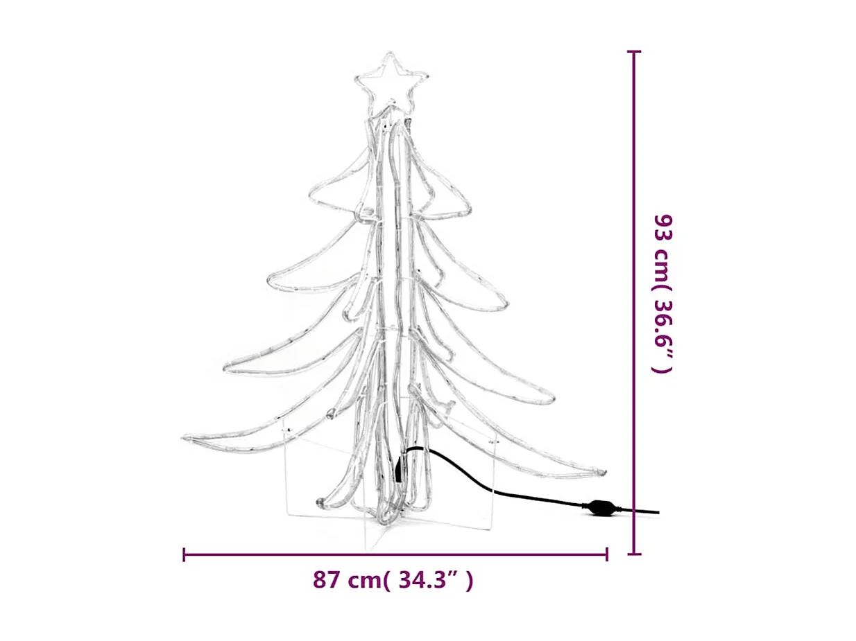 Opvouwbare kerstboom met warm witte LED 87x87x93 cm