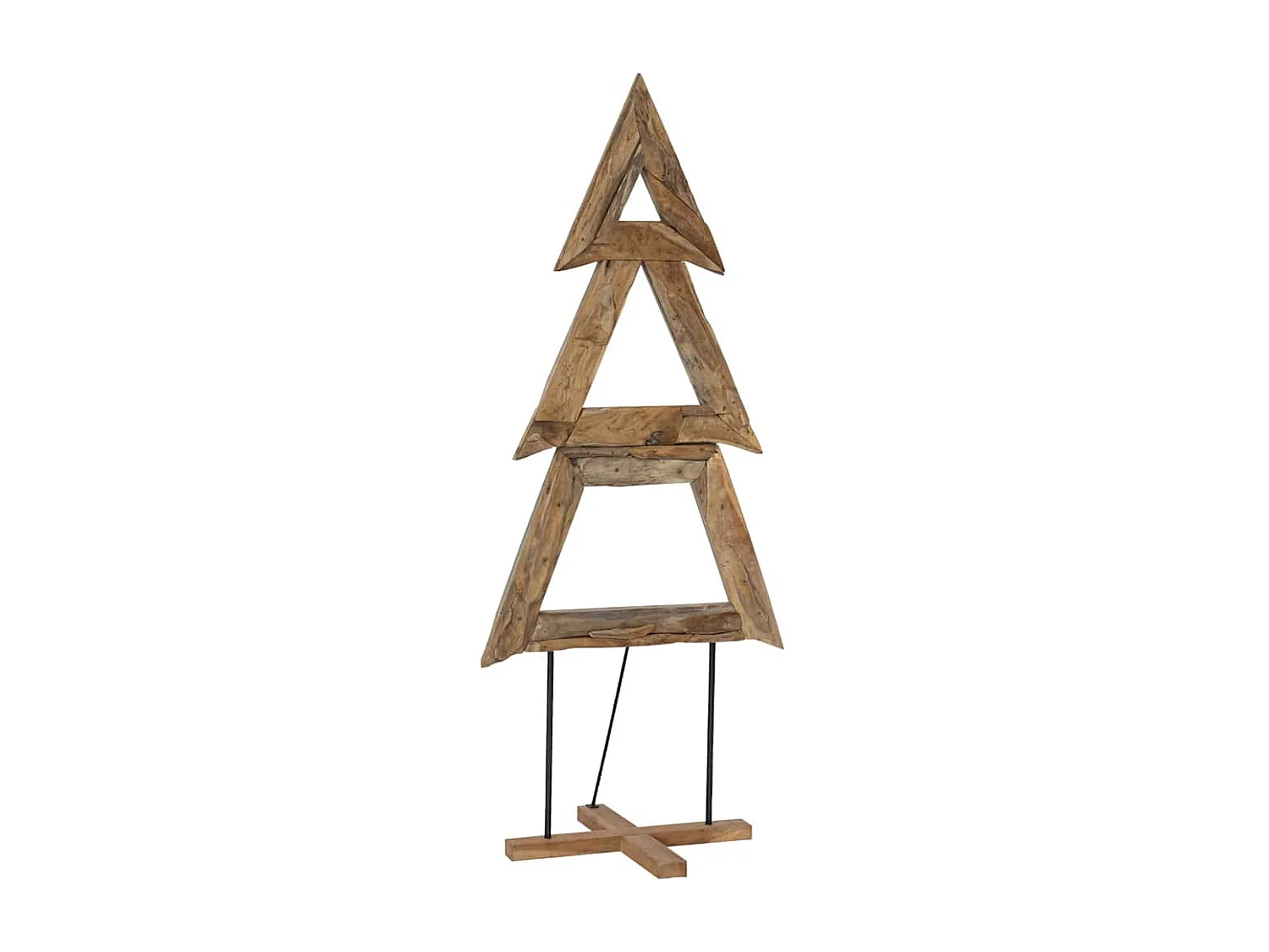 Albero di Natale con supporto marrone 180 cm in legno massello di teak
