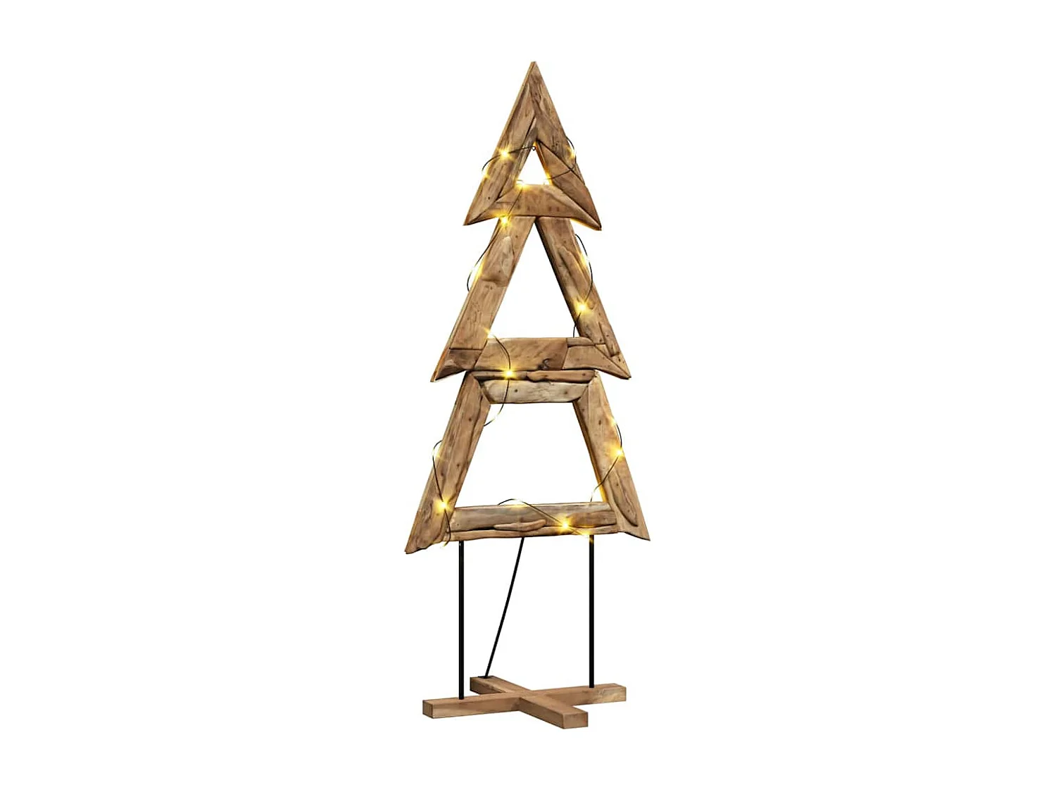 Albero di Natale con supporto marrone 180 cm in legno massello di teak