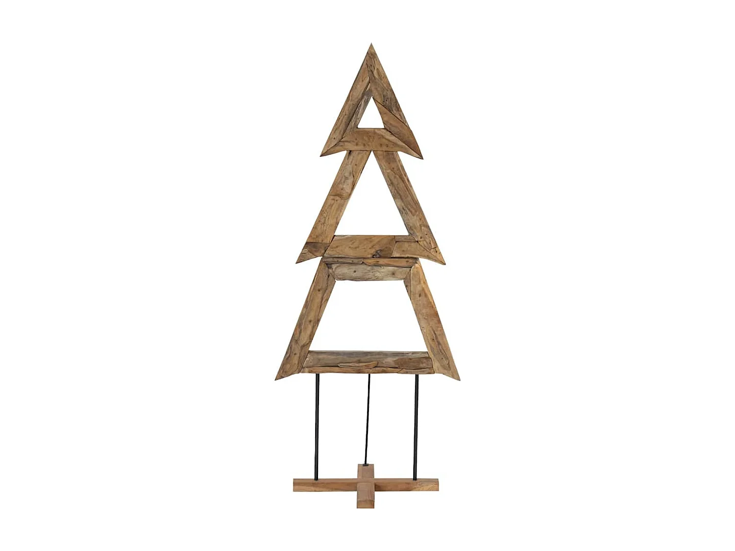 Albero di Natale con supporto marrone 180 cm in legno massello di teak