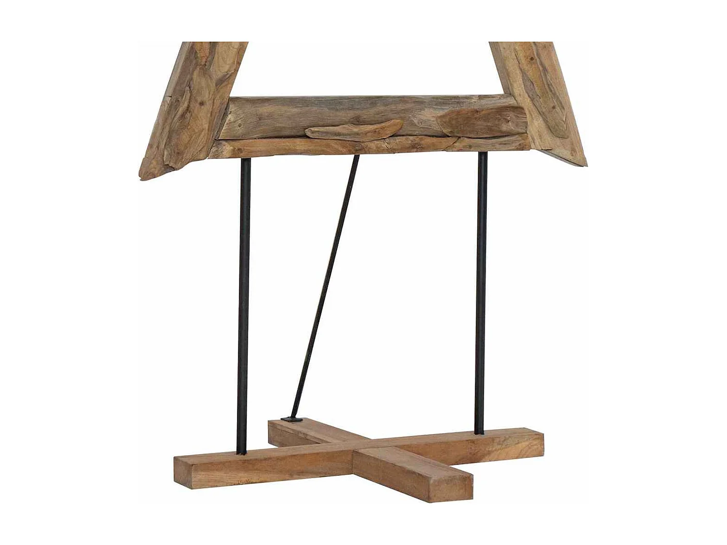 Albero di Natale con supporto marrone 180 cm in legno massello di teak