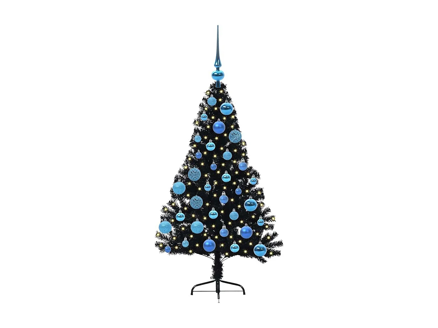 Sapin de Noël artificiel pré-éclairé Noir 120 cm PVC