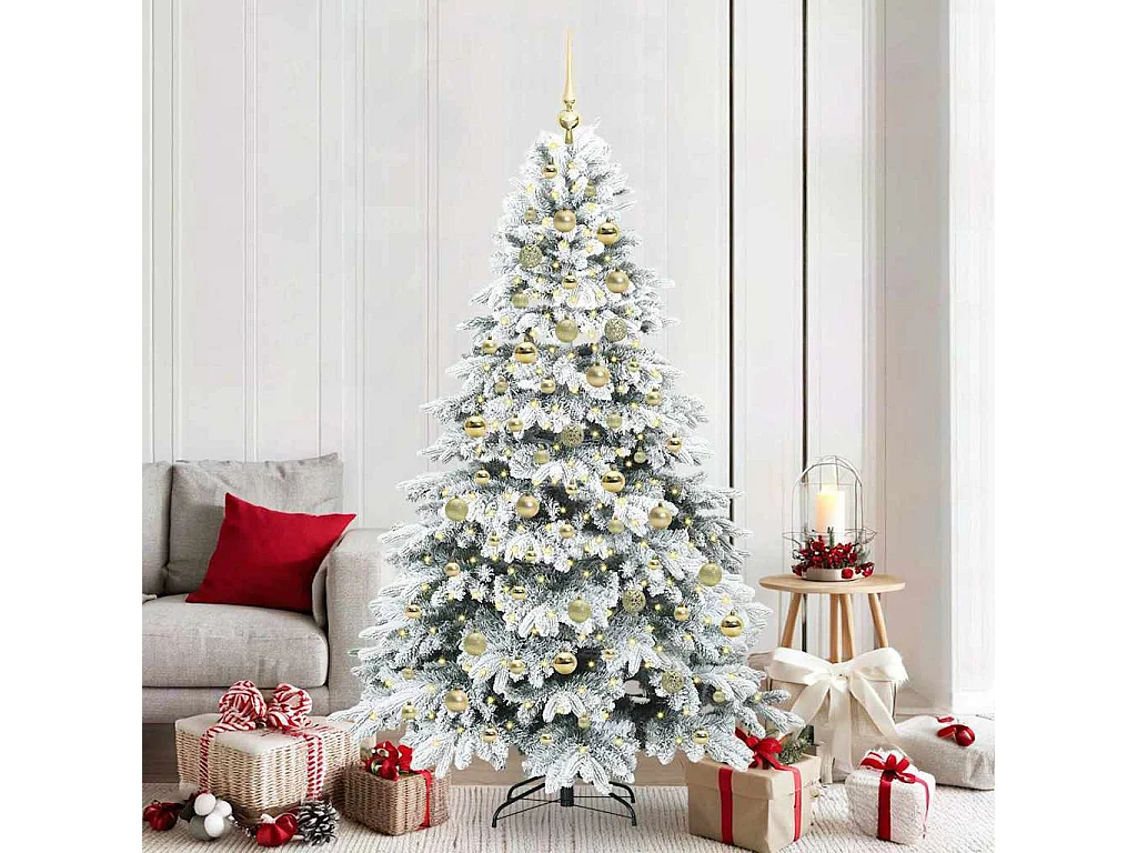 Künstlicher Weihnachtsbaum mit 300 LEDs Grün 210 cm PE und PVC