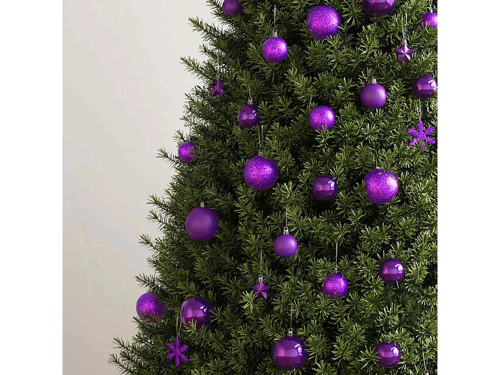 Ensemble de boules de Noël 111 pièces violet polystyrène