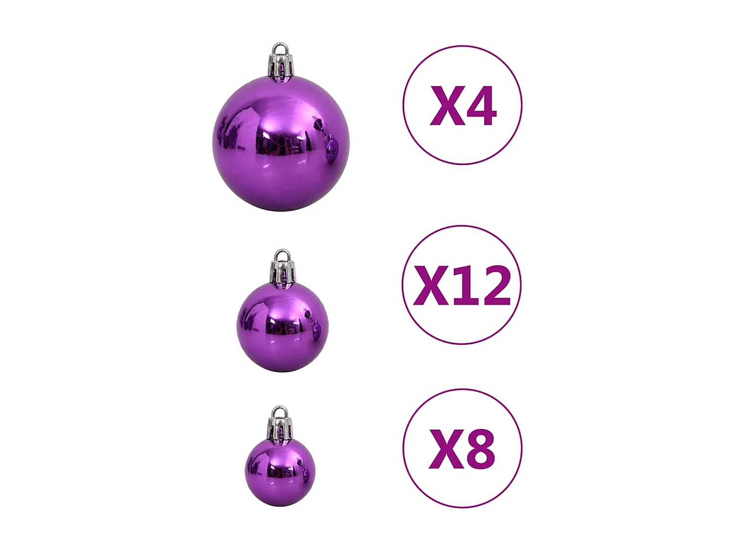 Ensemble de boules de Noël 111 pièces violet polystyrène