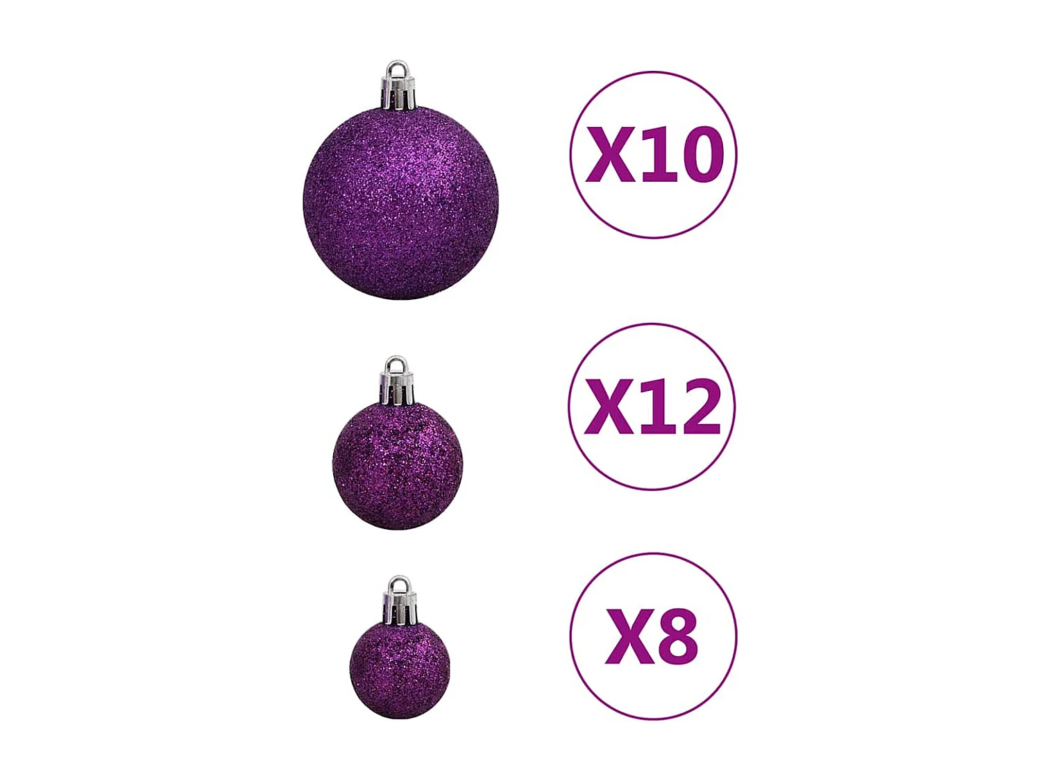 Ensemble de boules de Noël 111 pièces violet polystyrène