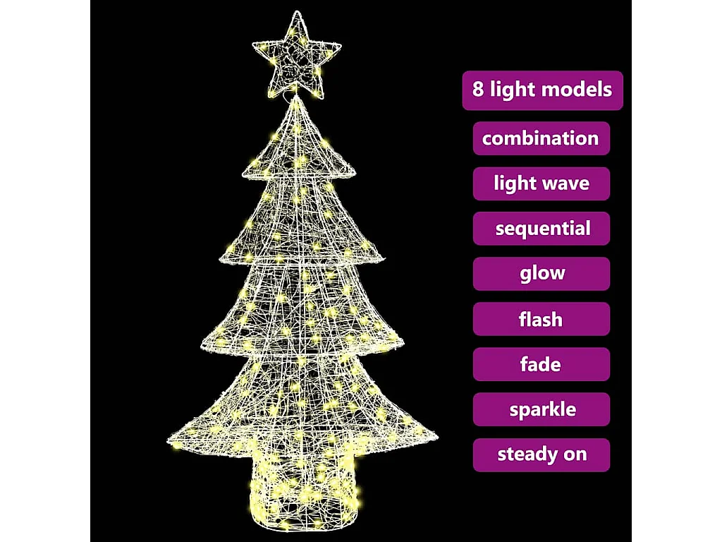 Sapin de Noël avec 160 LED Blanc chaud 150 cm Acrylique